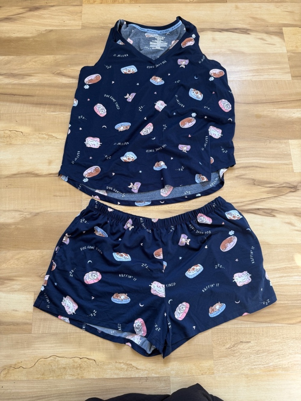 JOYSPUN size L Navy Sleep Set with Cute DOG Prints